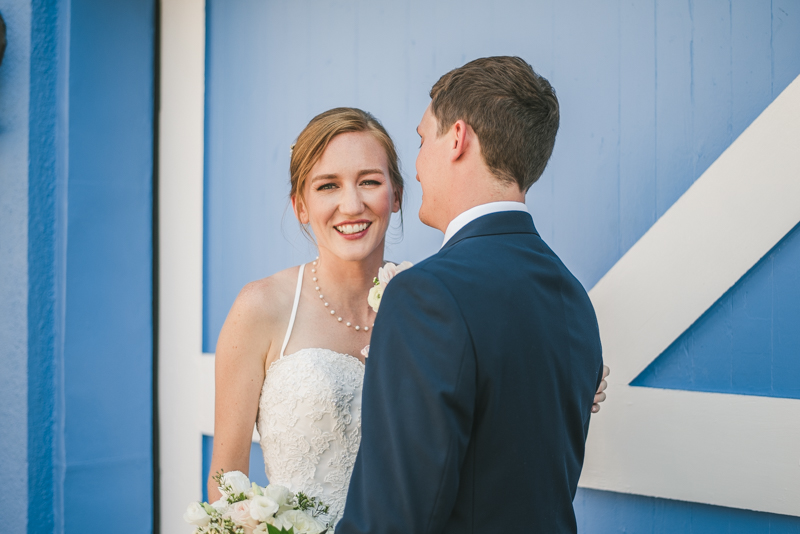 Summer wedding First Look in Downtown Annapolis by Britney Clause Photography, wedding photographers in Maryland