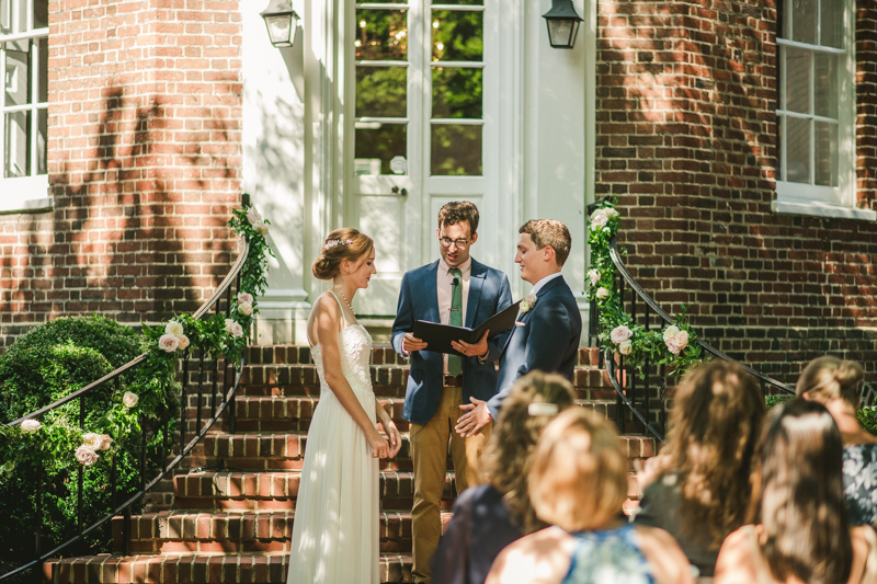 A July wedding ceremony at Historic Ogle Hall in Annapolis, by Britney Clause Photography, wedding photographers in Maryland