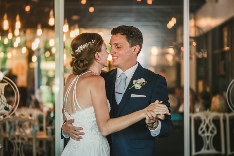 A July wedding reception at Blackwall Hitch restaurant in Annapolis, by Britney Clause Photography, wedding photographers in Maryland