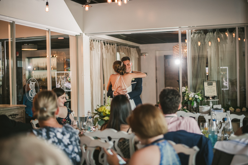 A July wedding reception at Blackwall Hitch restaurant in Annapolis, by Britney Clause Photography, wedding photographers in Maryland