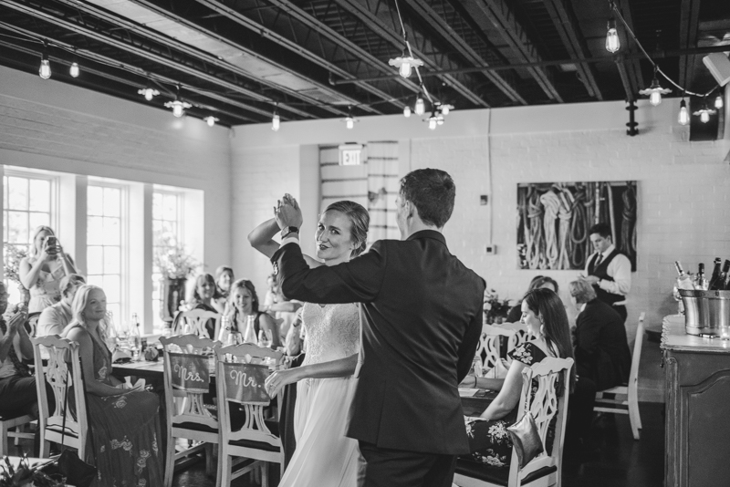 A July wedding reception at Blackwall Hitch restaurant in Annapolis, by Britney Clause Photography, wedding photographers in Maryland