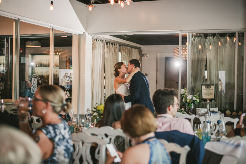 A July wedding reception at Blackwall Hitch restaurant in Annapolis, by Britney Clause Photography, wedding photographers in Maryland