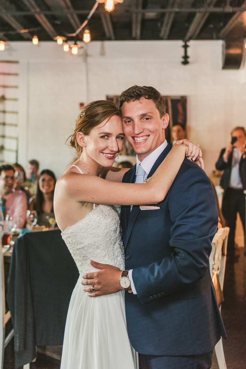 A July wedding reception at Blackwall Hitch restaurant in Annapolis, by Britney Clause Photography, wedding photographers in Maryland