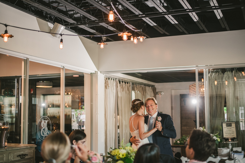 A July wedding reception at Blackwall Hitch restaurant in Annapolis, by Britney Clause Photography, wedding photographers in Maryland