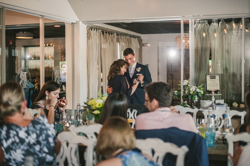 A July wedding reception at Blackwall Hitch restaurant in Annapolis, by Britney Clause Photography, wedding photographers in Maryland