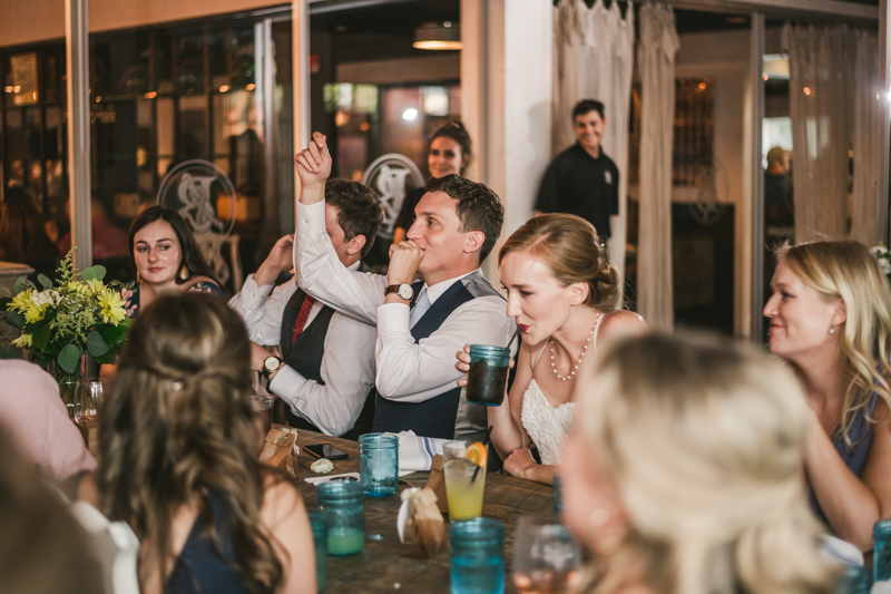 A July wedding reception at Blackwall Hitch restaurant in Annapolis, by Britney Clause Photography, wedding photographers in Maryland