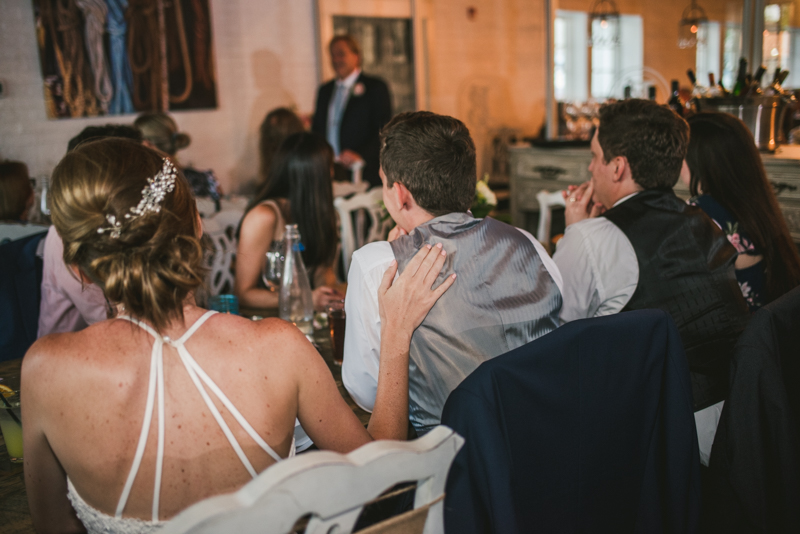 A July wedding reception at Blackwall Hitch restaurant in Annapolis, by Britney Clause Photography, wedding photographers in Maryland