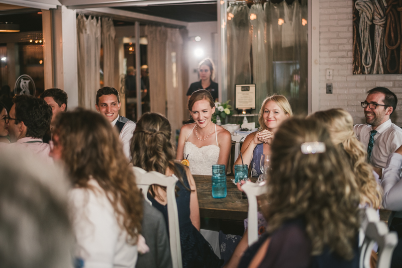 A July wedding reception at Blackwall Hitch restaurant in Annapolis, by Britney Clause Photography, wedding photographers in Maryland