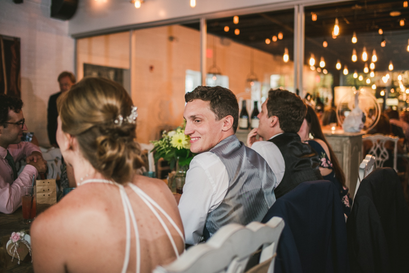 A July wedding reception at Blackwall Hitch restaurant in Annapolis, by Britney Clause Photography, wedding photographers in Maryland