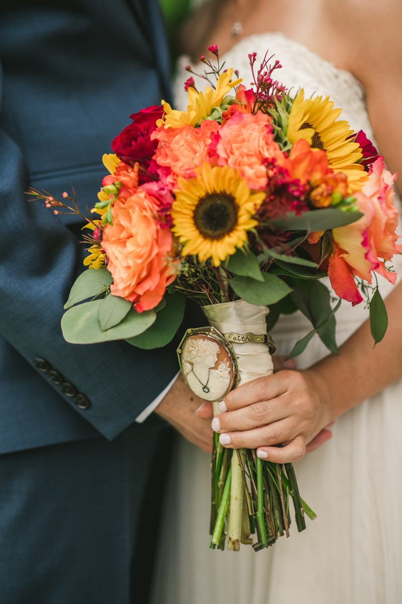 Gorgeous summer wedding flowers by Ory Custom Florals at Dulany's Overlook in Frederick Maryland by Britney Clause Photography, wedding photographers in Maryland