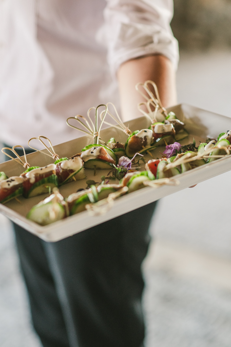 Gorgeous summer wedding food by celebrations catering at Dulany's Overlook in Frederick Maryland by Britney Clause Photography, wedding photographers in Maryland. 