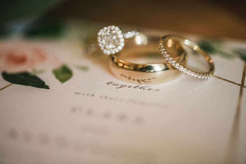 Gorgeous James Allen wedding ring set at Liriodendron Mansion in Bel Air, Maryland by Britney Clause Photography