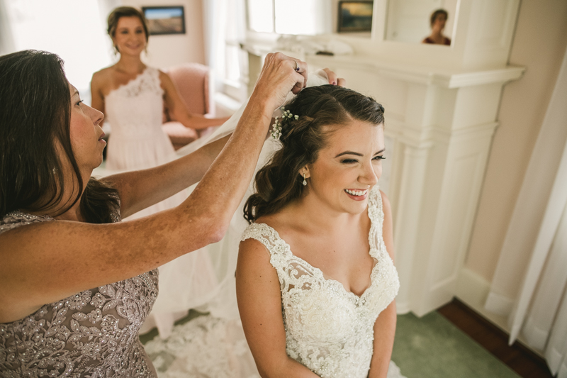 Gorgeous bridal hair and makeup by Pins-n-Brushes at a wedding at Liriodendron Mansion in Bel Air, Maryland by Britney Clause Photography