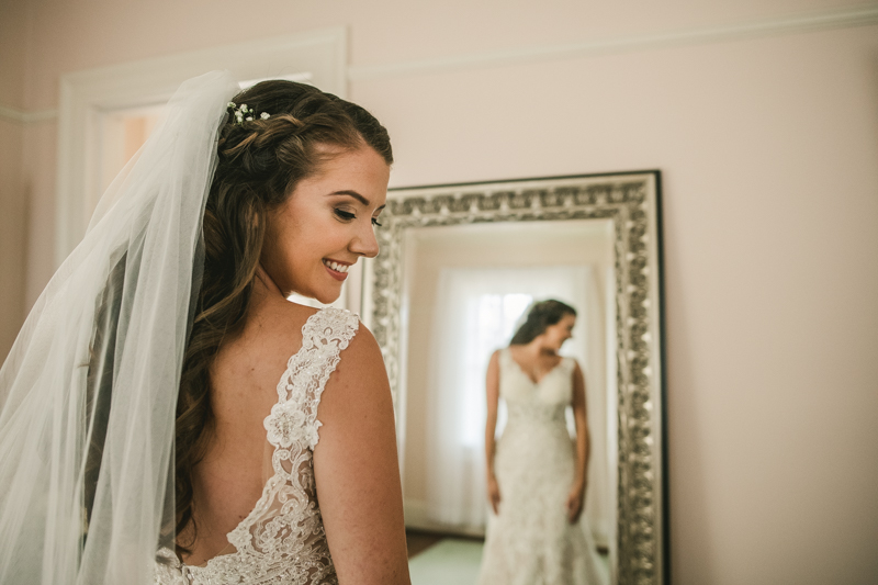 A gorgeous bride in the bridal suite at Liriodendron Mansion in Bel Air, Maryland by Britney Clause Photography