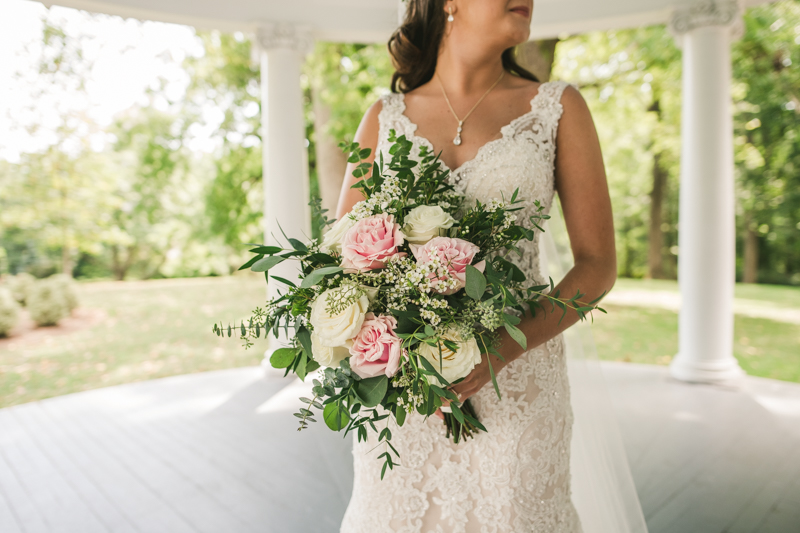 Gorgeous bridal bouquet from Clarksville Flower Station at a wedding at Liriodendron Mansion in Bel Air, Maryland by Britney Clause Photography