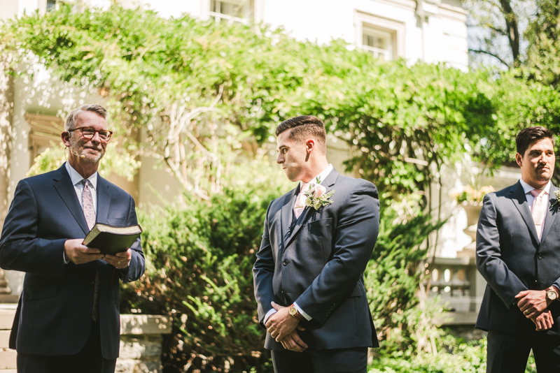 A gorgeous August wedding ceremony at Liriodendron Mansion in Bel Air, Maryland by Britney Clause Photography