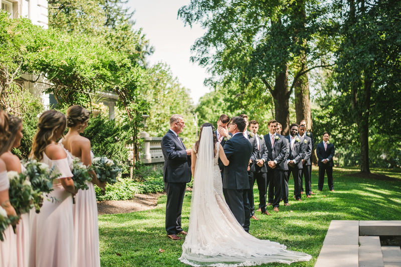 A gorgeous August wedding ceremony at Liriodendron Mansion in Bel Air, Maryland by Britney Clause Photography