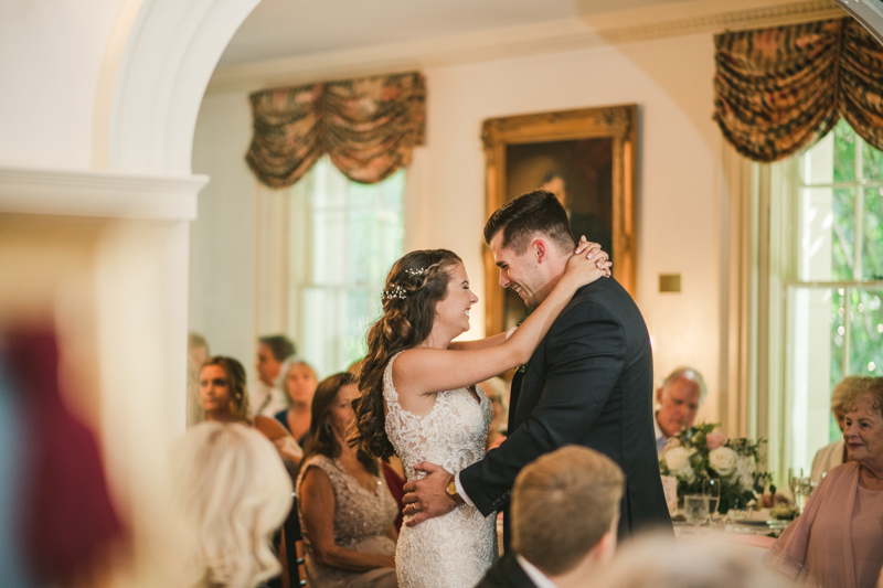 A gorgeous August wedding reception at Liriodendron Mansion in Bel Air, Maryland by Britney Clause Photography