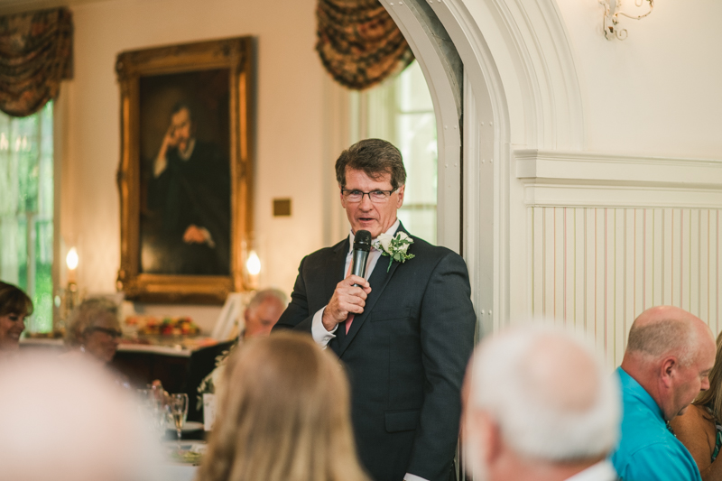 A gorgeous August wedding reception at Liriodendron Mansion in Bel Air, Maryland by Britney Clause Photography