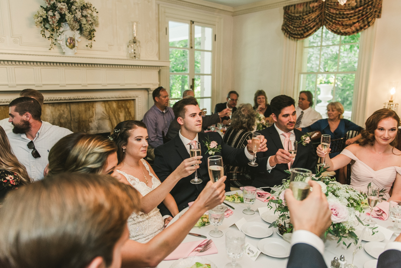 A gorgeous August wedding reception at Liriodendron Mansion in Bel Air, Maryland by Britney Clause Photography