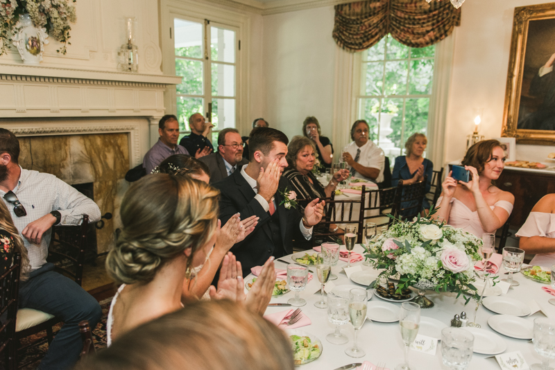 A gorgeous August wedding reception at Liriodendron Mansion in Bel Air, Maryland by Britney Clause Photography