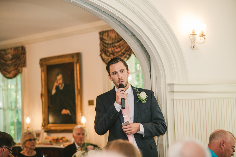 A gorgeous August wedding reception at Liriodendron Mansion in Bel Air, Maryland by Britney Clause Photography