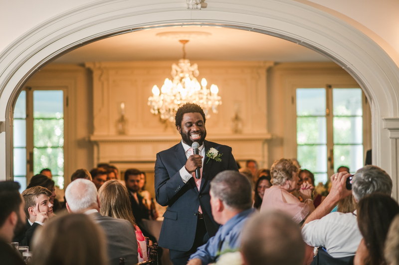 A gorgeous August wedding reception at Liriodendron Mansion in Bel Air, Maryland by Britney Clause Photography