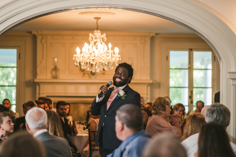 A gorgeous August wedding reception at Liriodendron Mansion in Bel Air, Maryland by Britney Clause Photography