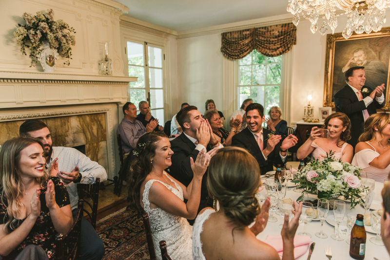 A gorgeous August wedding reception at Liriodendron Mansion in Bel Air, Maryland by Britney Clause Photography