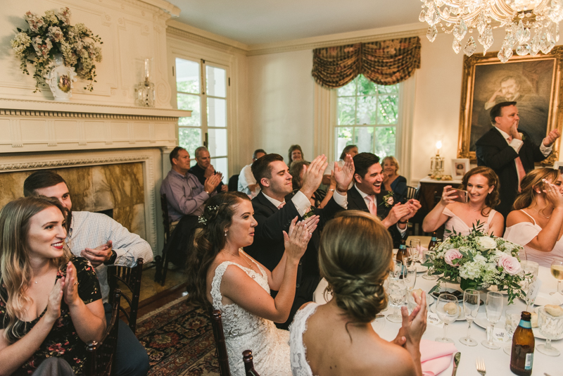 A gorgeous August wedding reception at Liriodendron Mansion in Bel Air, Maryland by Britney Clause Photography