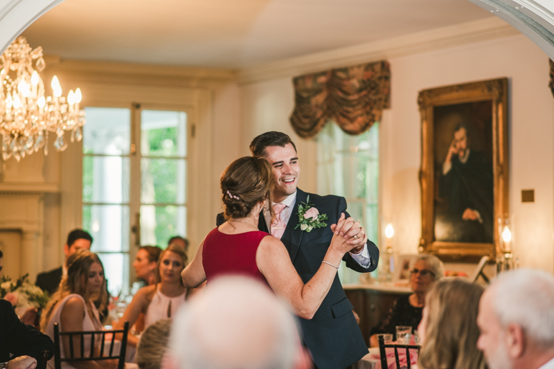 A gorgeous August wedding reception at Liriodendron Mansion in Bel Air, Maryland by Britney Clause Photography