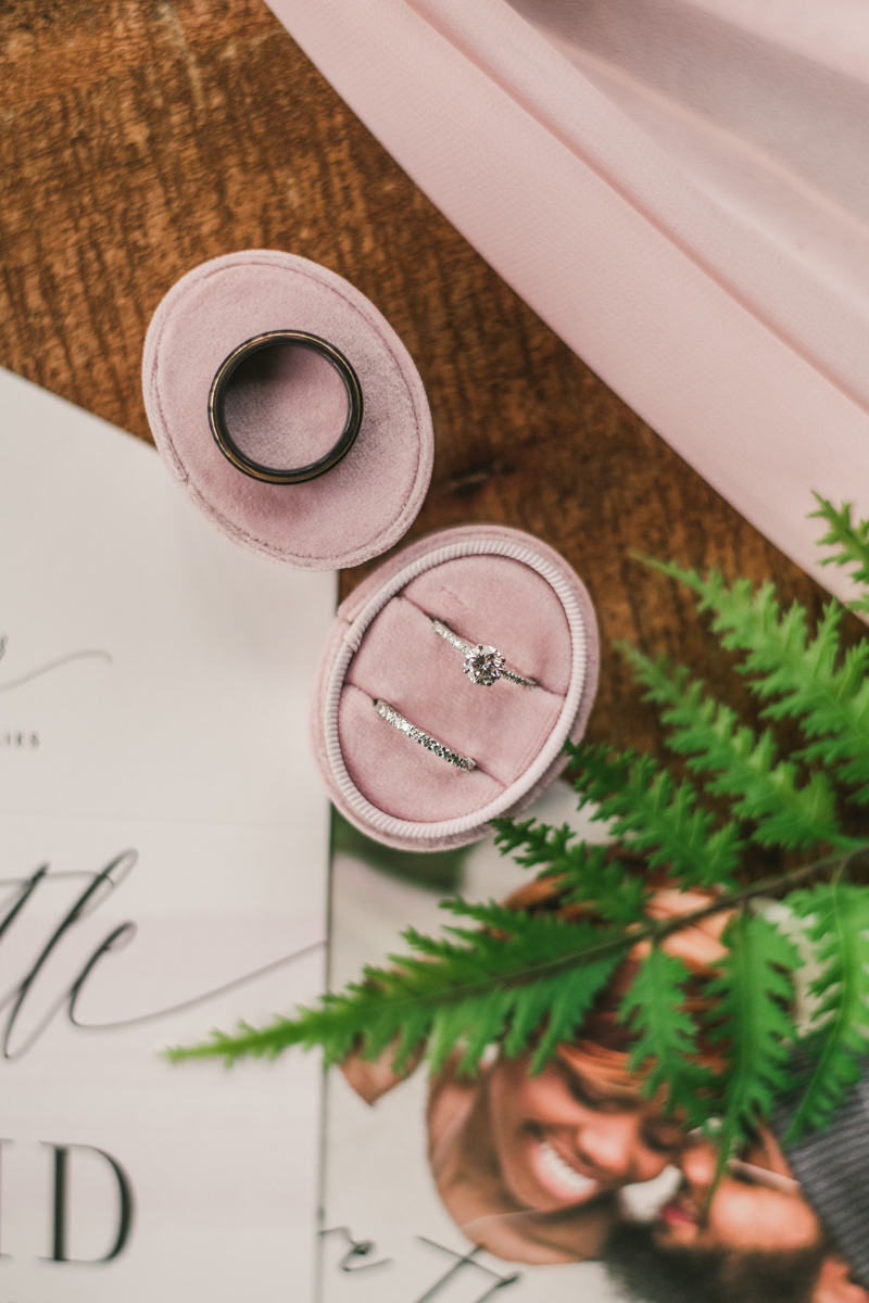 Beautiful wedding ring set at Main Street Ballroom in Ellicott City by Britney Clause Photography