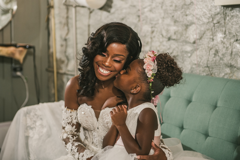 Beautiful bride in the Main Street Ballroom bridal suite in Ellicott City by Britney Clause Photography