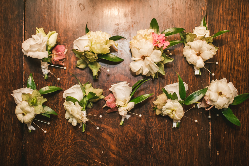 Beautiful boutonniere from Flor de Casa at Main Street Ballroom in Ellicott City by Britney Clause Photography