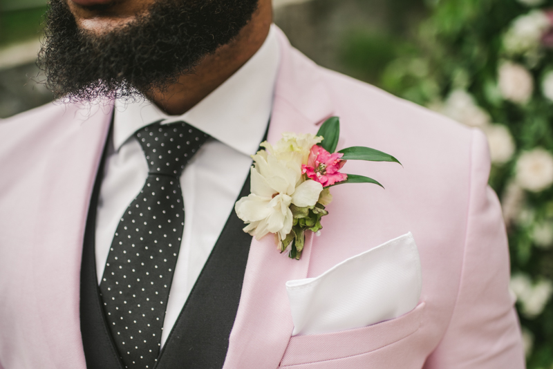 Beautiful boutonniere from Flor de Casa at Main Street Ballroom in Ellicott City by Britney Clause Photography