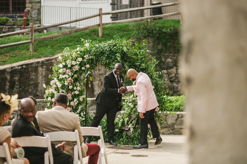 Beautiful wedding ceremony at Main Street Ballroom in Ellicott City by Britney Clause Photography