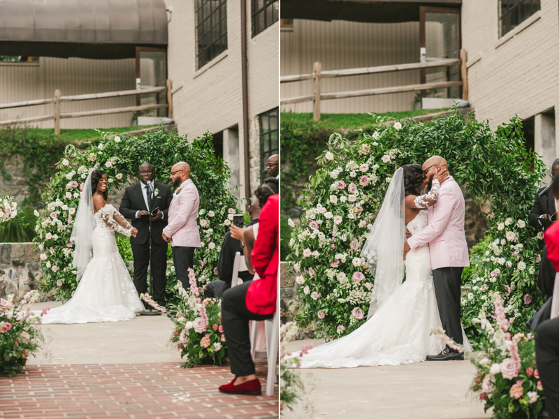 Beautiful wedding ceremony at Main Street Ballroom in Ellicott City by Britney Clause Photography