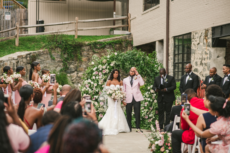 Beautiful wedding ceremony at Main Street Ballroom in Ellicott City by Britney Clause Photography