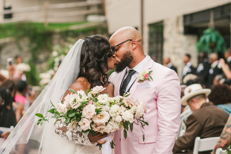 Beautiful wedding ceremony at Main Street Ballroom in Ellicott City by Britney Clause Photography