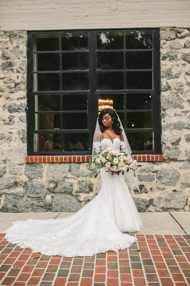 Beautiful wedding bridal portrait at Main Street Ballroom in Ellicott City by Britney Clause Photography