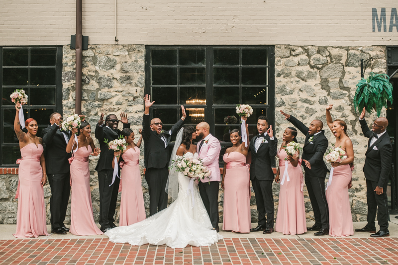 Beautiful wedding bridal party at Main Street Ballroom in Ellicott City by Britney Clause Photography