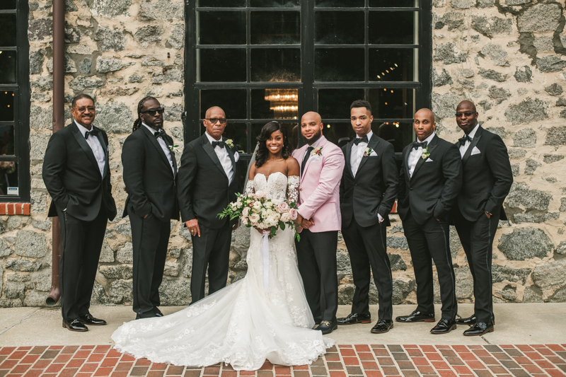 Beautiful wedding bridal party at Main Street Ballroom in Ellicott City by Britney Clause Photography