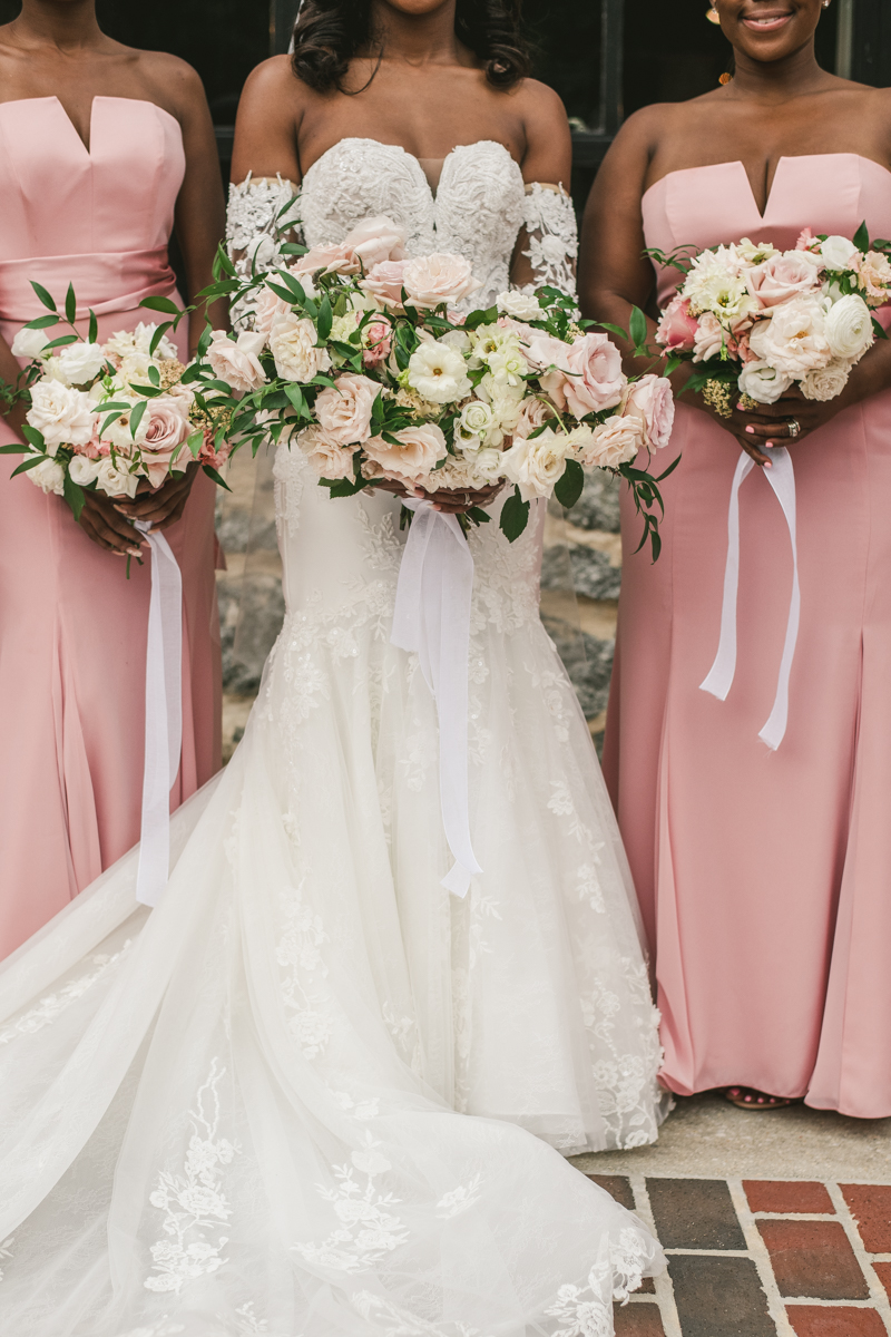 Beautiful bridal bouquets from Flor de Casa at Main Street Ballroom in Ellicott City by Britney Clause Photography