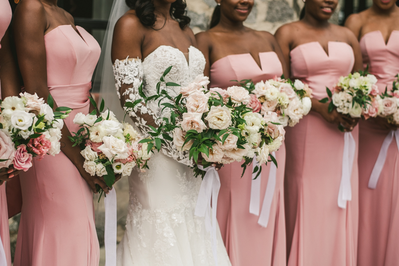 Beautiful bridal bouquets from Flor de Casa at Main Street Ballroom in Ellicott City by Britney Clause Photography