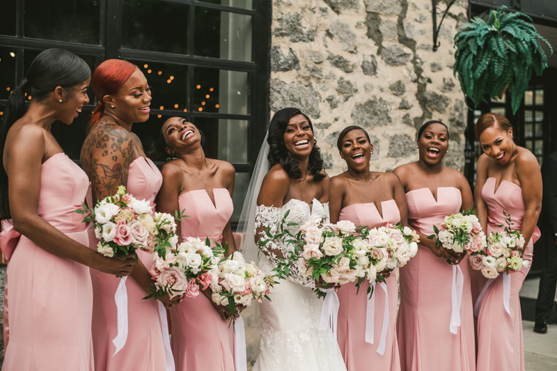 Beautiful wedding bridal party at Main Street Ballroom in Ellicott City by Britney Clause Photography