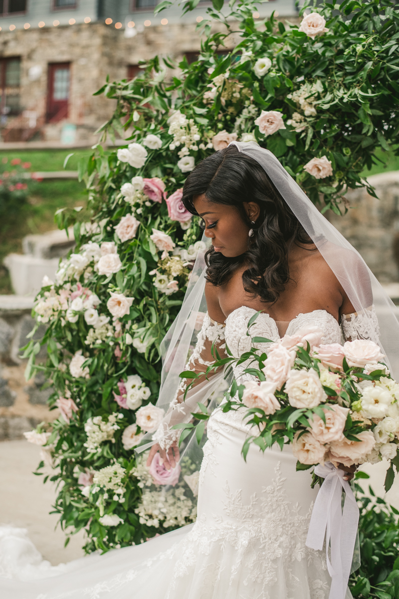 Beautiful wedding bridal portrait at Main Street Ballroom in Ellicott City by Britney Clause Photography