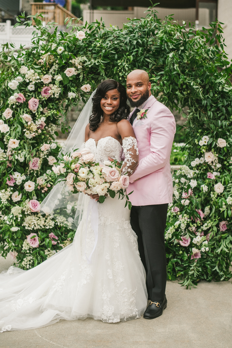 Beautiful wedding just married portraits at Main Street Ballroom in Ellicott City by Britney Clause Photography