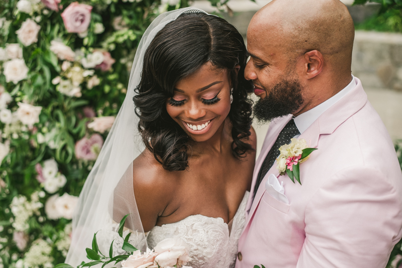 Beautiful wedding just married portraits at Main Street Ballroom in Ellicott City by Britney Clause Photography