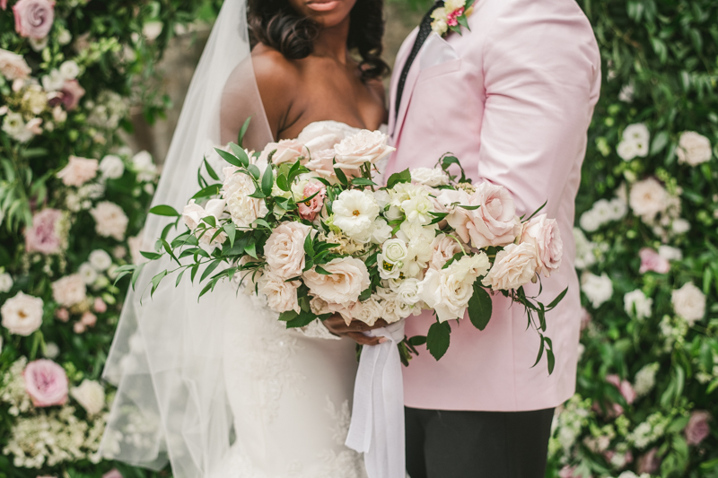 Beautiful bridal bouquets from Flor de Casa at Main Street Ballroom in Ellicott City by Britney Clause Photography