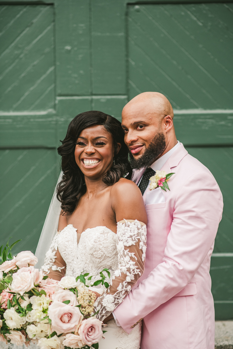 Beautiful wedding just married portraits at Main Street Ballroom in Ellicott City by Britney Clause Photography